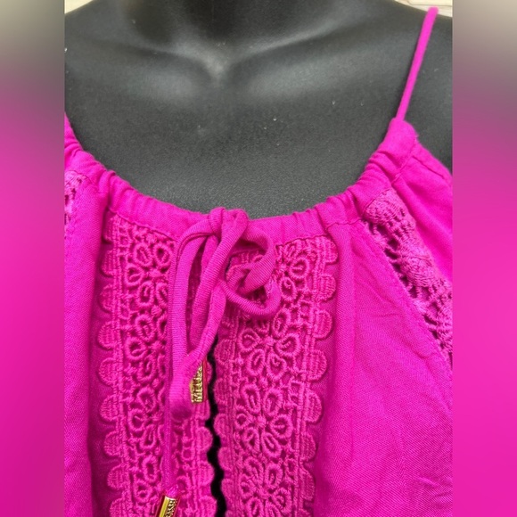 Neiman Marcus Melissa Odabash Chelsea Crochet Summer Beachy BoHo Mini Dress L - Picture 9 of 12